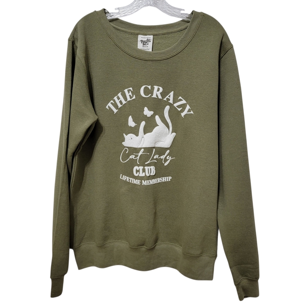 Pacific & Co | Crazy Cat Lady Club Sweatshirt in Willow Green